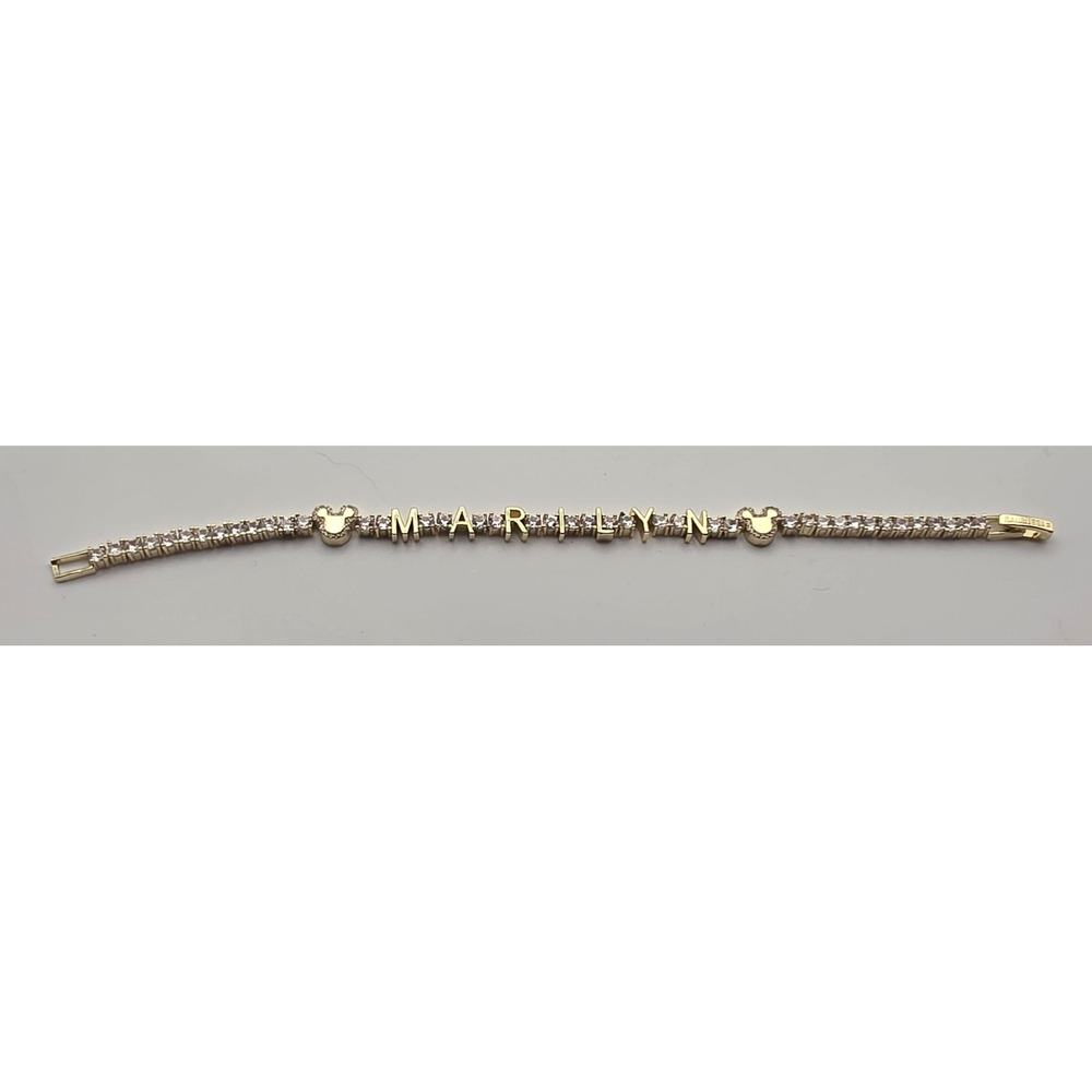 Crystal Pave Gold plated custom Marilyn Disney Mickey tennis baublebar bracelet